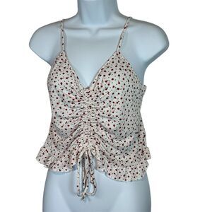 Floral Ruched Top L Coquette Romantic Cottage Soft Girl Feminine Ruffled V-neck
